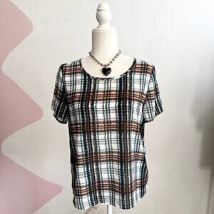 Anthropologie Maeve Plaid Top Cottagecore Preppy Academia Retro Casual‎ XS